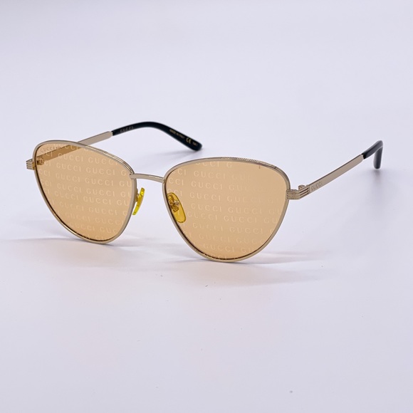 NEW GUCCI WOMEN GOLD ORANGE CAT EYE SUNGLASSES GUCCI - Picture 4 of 6